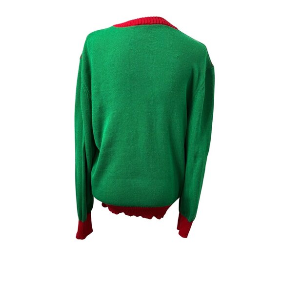 Resting Grinch Face Christmas Green & Red Pullover Womens Cozy Sweater Size XL - Picture 3 of 11